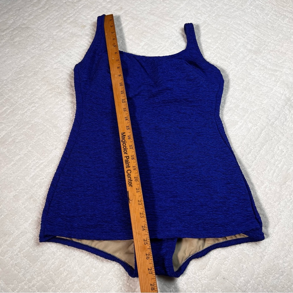 Catalina blue textured one-piece swim dress 16 - Picture 3 of 10